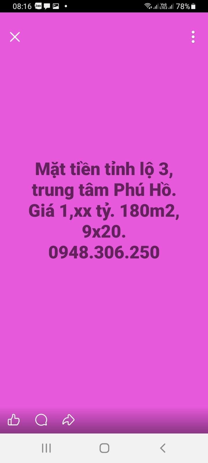 Đất nền mặt tiền tỉnh lộ 3, xã Phú Hồ 180m² giá chỉ 1 tỷ - Cơ hội đầu tư tuyệt vời!