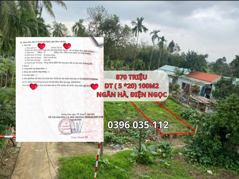 Lô đất 100m² Điện Ngọc chỉ 870 triệu - Cơ hội đầu tư không thể bỏ lỡ!