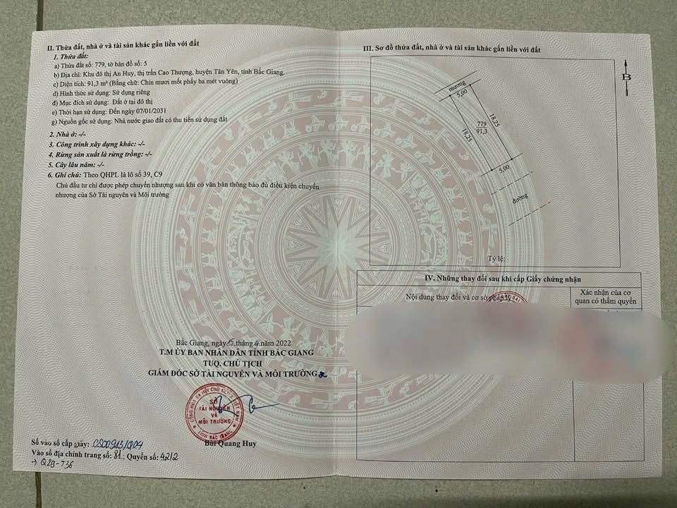 Đất nền Khu đô thị An Huy, Tân Yên, Bắc Giang 91.3m² giá 3.1 tỷ - Cơ hội đầu tư hấp dẫn!