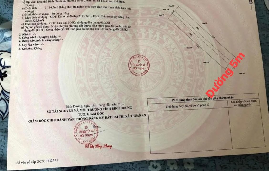 Đất nền Sổ Hồng riêng Bình Chuẩn 3196m² giá 31.96 tỷ - Cách đường Lê Thị Trung chỉ 300m!