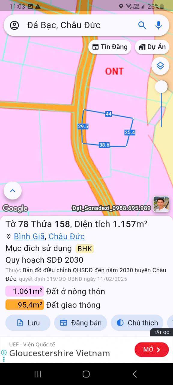 Đất nền Bình Giã, Châu Đức 1200m² giá 2 tỷ - Mặt tiền 29m, đường nhựa 5m thông thoáng!