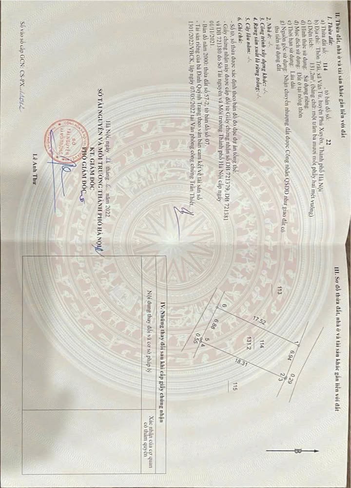 Đất nền thôn Trãi, xã Vân Từ, Phú Xuyên 131m² giá 2.751 tỷ - Cơ hội đầu tư hiếm có!