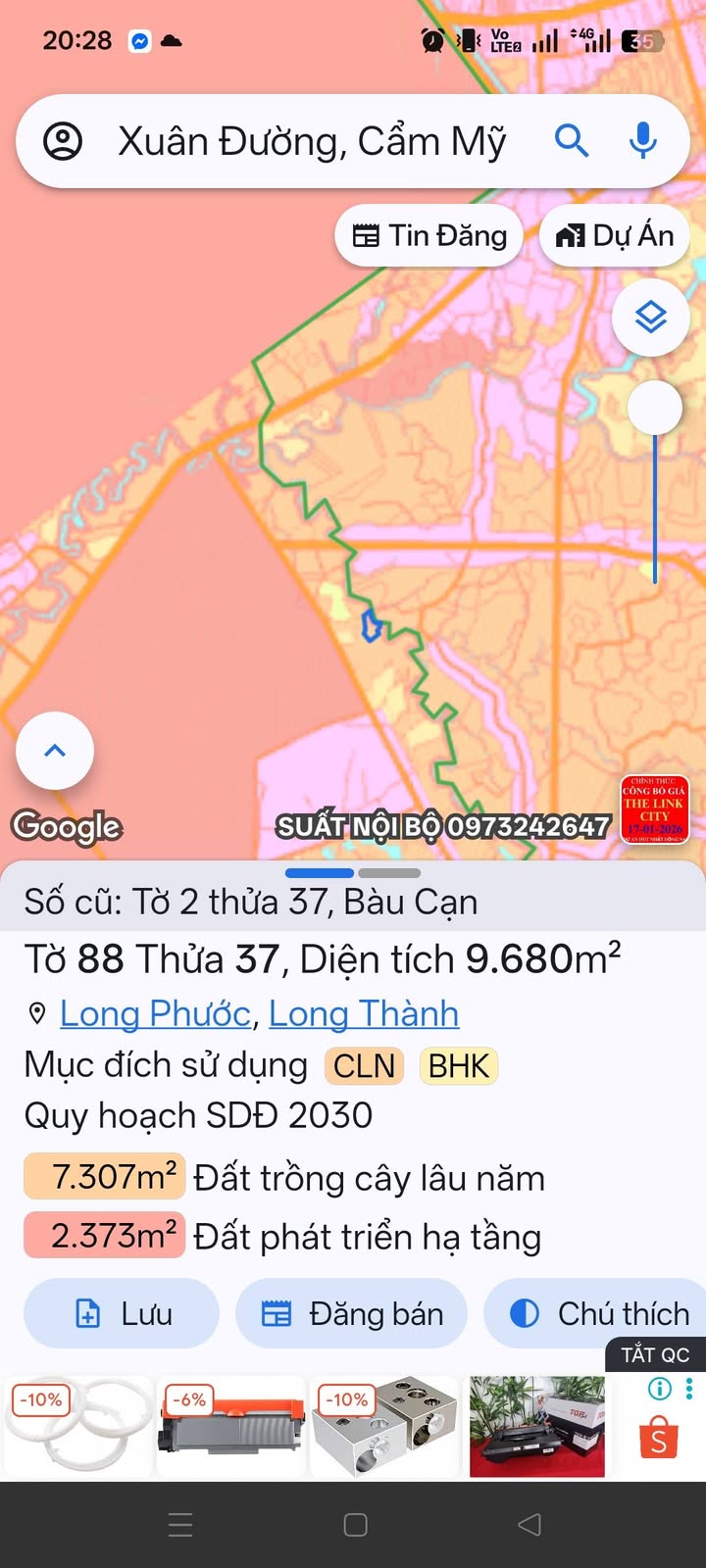 Đất nền Long Thành 9.600m² giá 26.667 tỷ - View suối tuyệt đẹp!