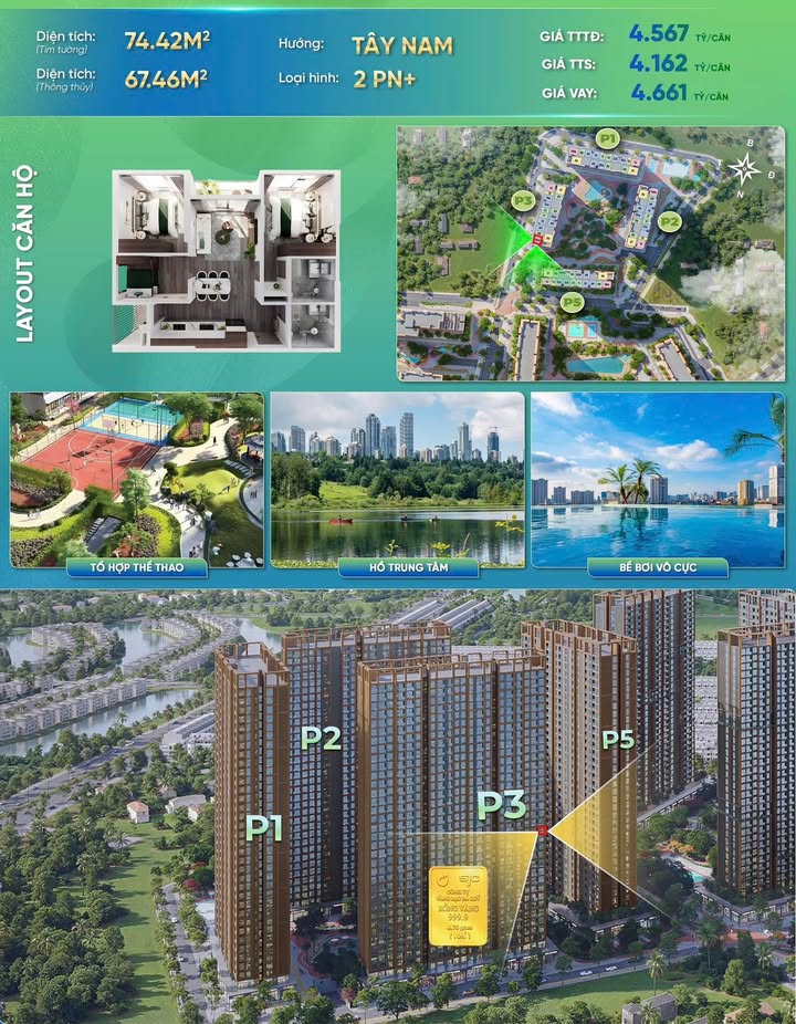 Căn hộ The Parkland Quận 12 75m² giá 4.192 tỷ - Cơ hội đầu tư hấp dẫn!