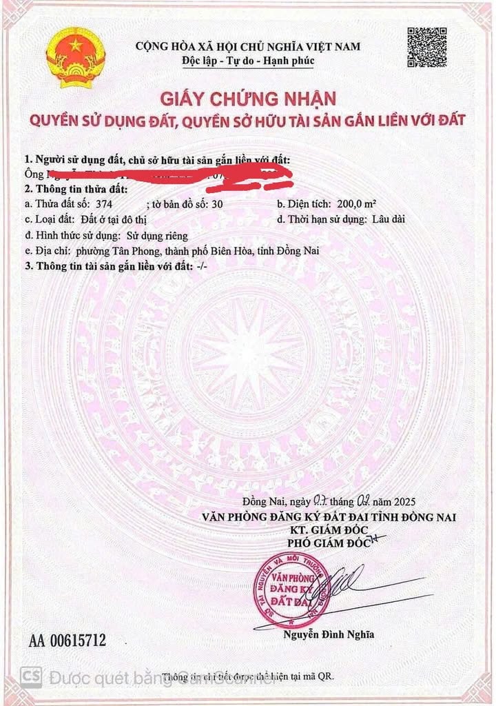 Đất thổ cư Tân Phong Biên Hòa 200m² giá 5.8 tỷ - Cơ hội đầu tư hấp dẫn!