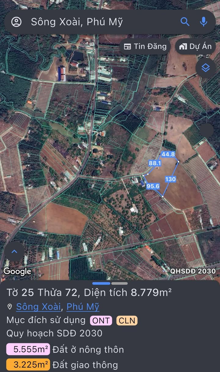 Đất nền góc 2 mặt tiền tại Sông Xoài, Phú Mỹ 8900m² giá 17.8 tỷ - Tiềm năng đầu tư lớn!