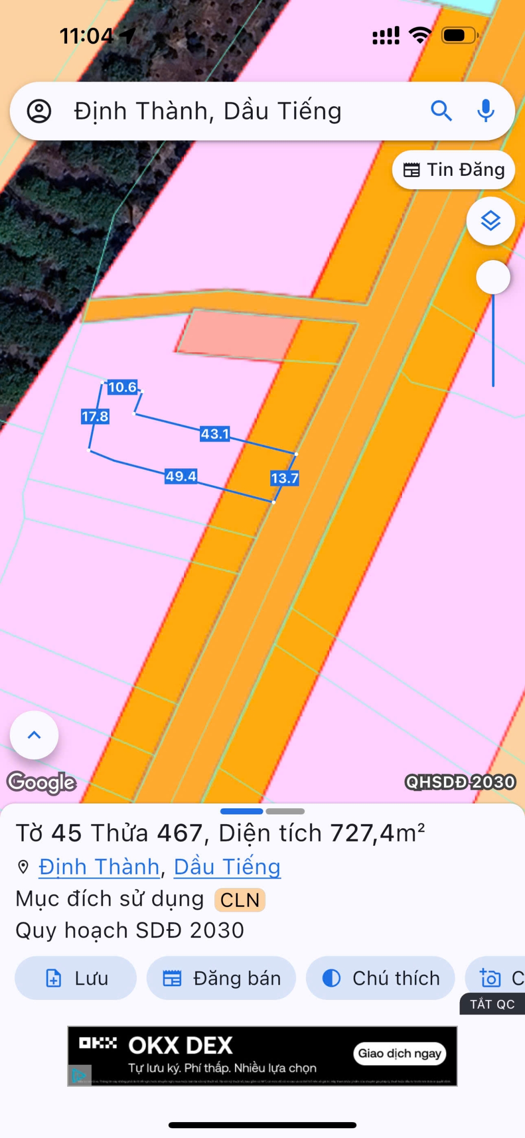 Bán đất mặt tiền đường DT744, Dầu Tiếng, Bình Dương 727,3m² - Tiềm năng đầu tư vượt trội!