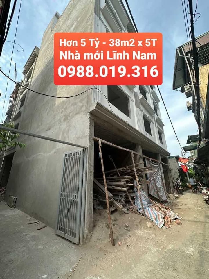 Nhà riêng 5 tầng Lĩnh Nam 38m² giá 5 tỷ - Lô góc thoáng sáng, sẵn sàng ở ngay!