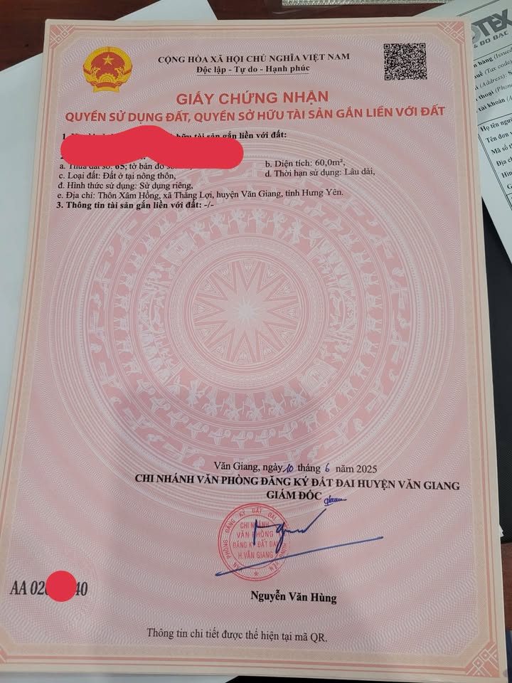 Đất nền Xâm Hồng, Văn Giang, Hưng Yên 60m² giá chỉ từ 6x triệu - Tiềm năng tăng giá cao!