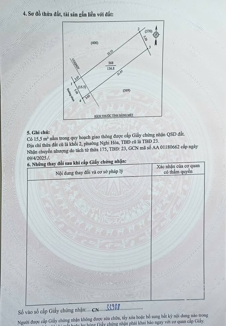 Đất nền Phường Nghi Hòa 136m² - Giá rẻ, hướng Tây Nam!