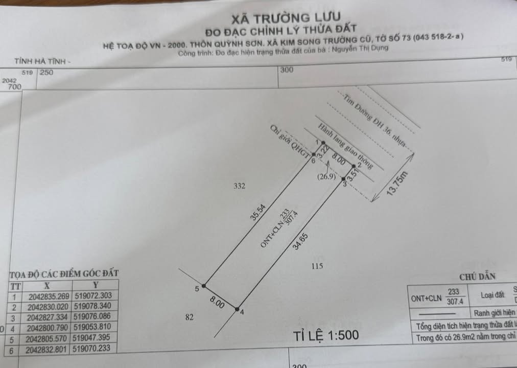 Đất nền 307m² mặt đường TL12, xã Thường Nga, giá 2 tỷ - Vị trí đắc địa gần ủy ban