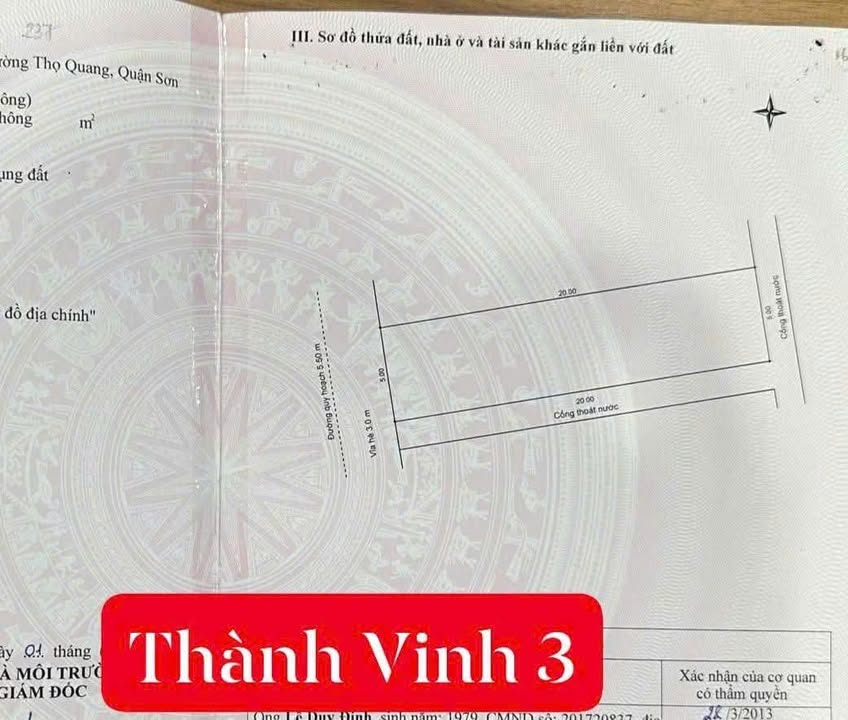 Đất nền Đường Thành Vinh 3, Sơn Trà 100m² giá 8.6 tỷ - Hướng Tây lý tưởng cho xây dựng