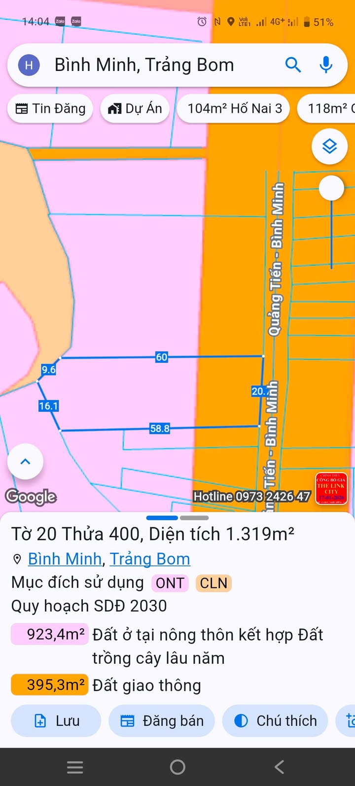 Đất thổ cư Trịnh Hoài Đức, Bình Minh, Trảng Bom 1200m² giá 6 tỷ - Đầu tư sinh lời!