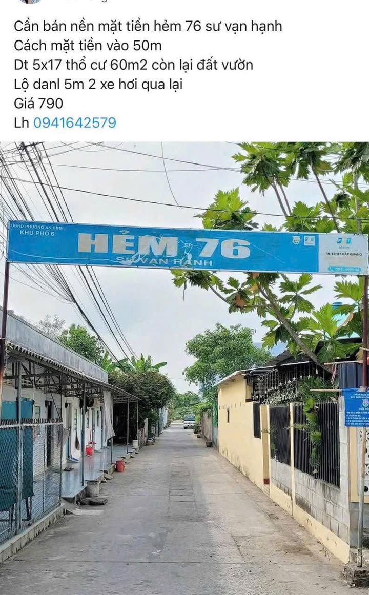 Đất nền hẻm 76 Sư Vạn Hạnh, Quận 10, 85m² giá 790 triệu - Cơ hội đầu tư tuyệt vời!