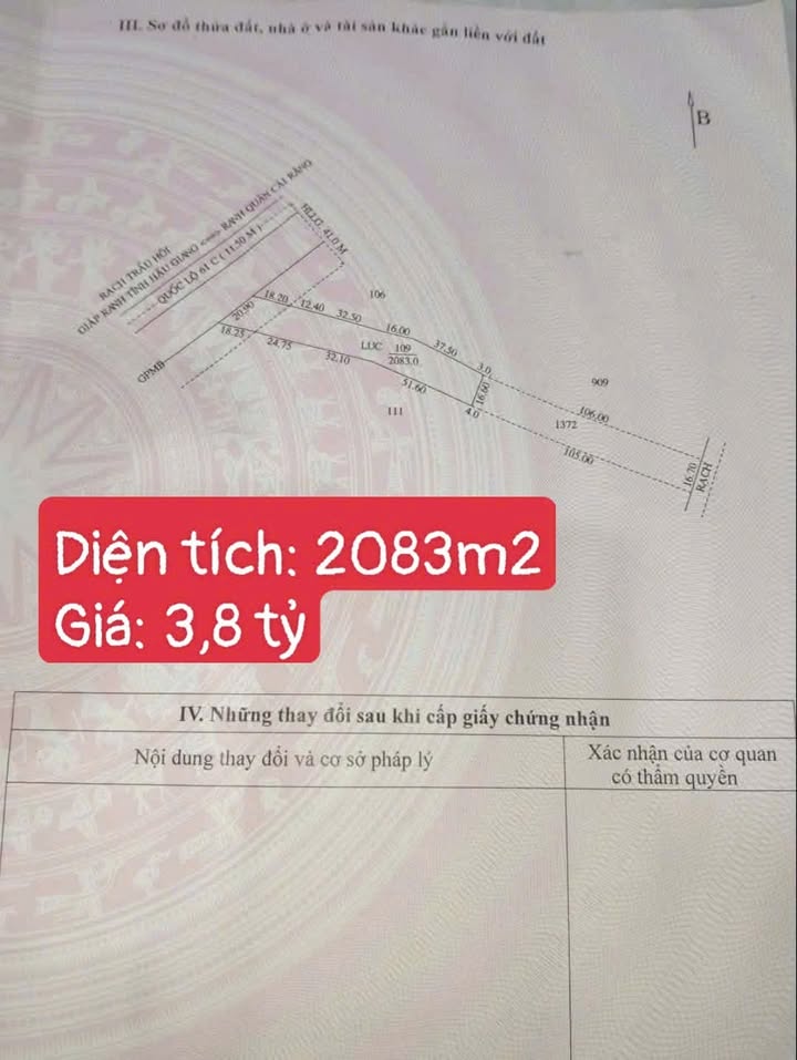 Đất mặt tiền Quốc lộ 61C, Nhơn Nghĩa, 2083m² - Cơ hội đầu tư sinh lời!