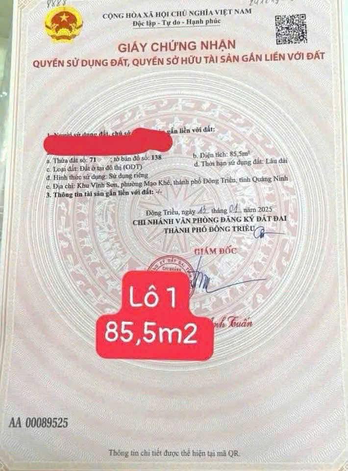 Đất ở đô thị Vĩnh Sơn, Mạo Khê 85m² chỉ 599 triệu - Cơ hội vàng cho nhà đầu tư!