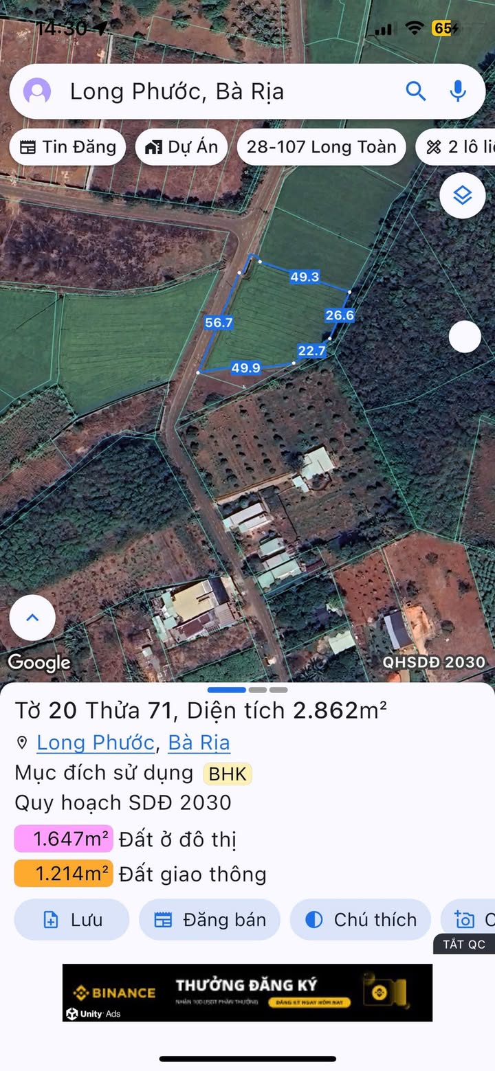 Đất nền Phủ Hồng Bà Rịa 2861m² giá 6.999 tỷ - Mặt tiền đường nhựa 79C