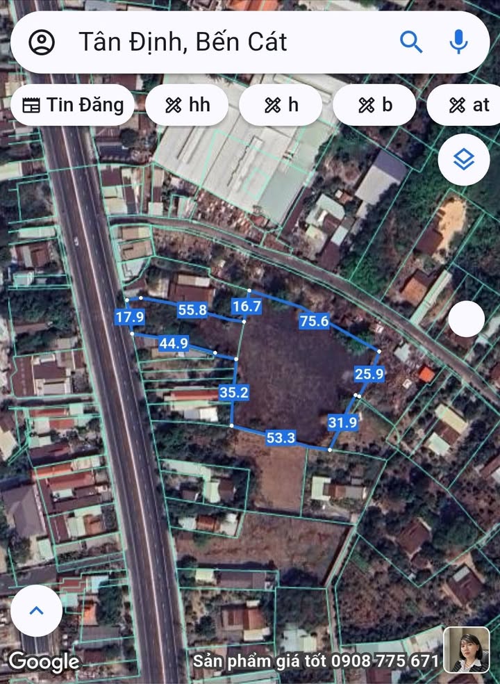 Đất bán mặt tiền Quốc Lộ 13, Tân Định, Bến Cát, Bình Dương - Diện tích 5914m², giá 40 tỷ