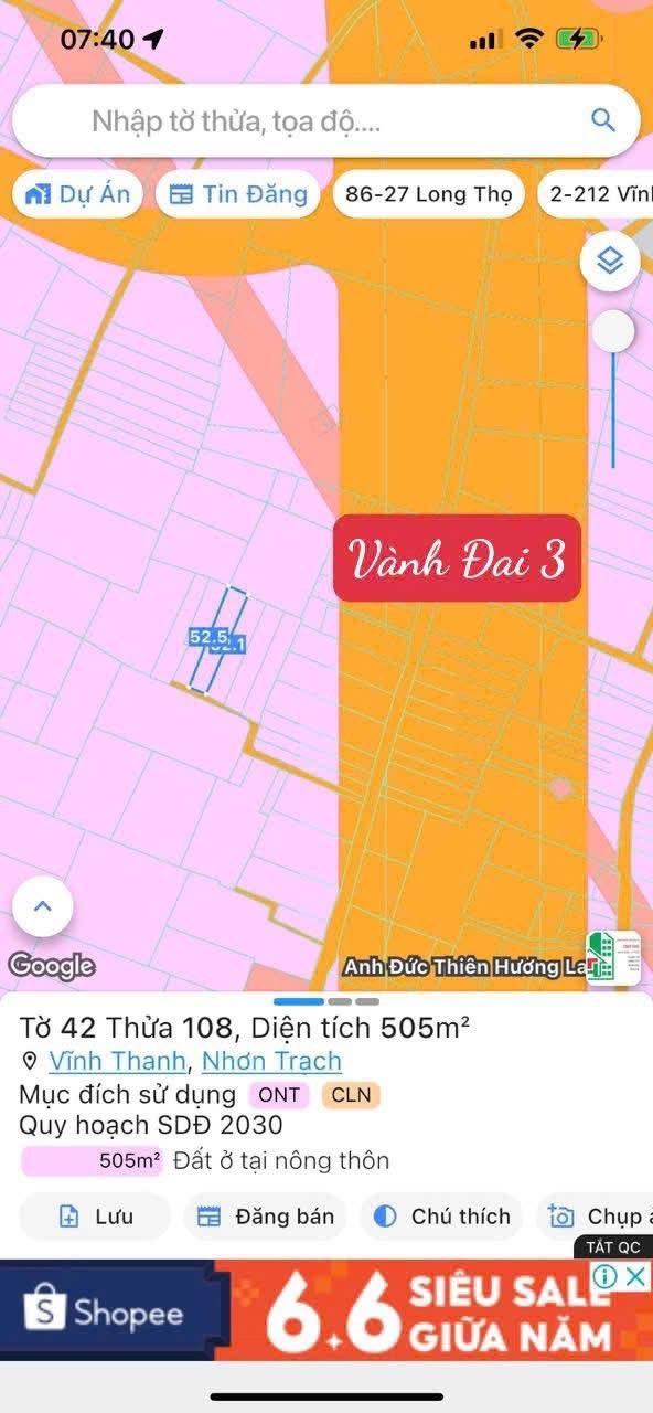 Đất nền Vĩnh Thanh, Nhơn Trạch 75m² giá 4.5 tỷ - Sẵn sàng cho đầu tư!