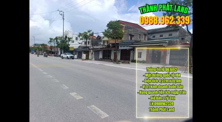 Đất mặt đường Quốc lộ 18A, Mạo Khê 66m² giá 2.3 tỷ - Dòng tiền ổn định