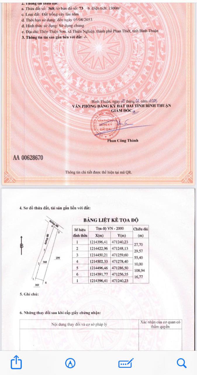 Đất nền Phường Mũi Né, Phan Thiết 1500m² chỉ 1 tỷ - Cơ hội đầu tư hấp dẫn!