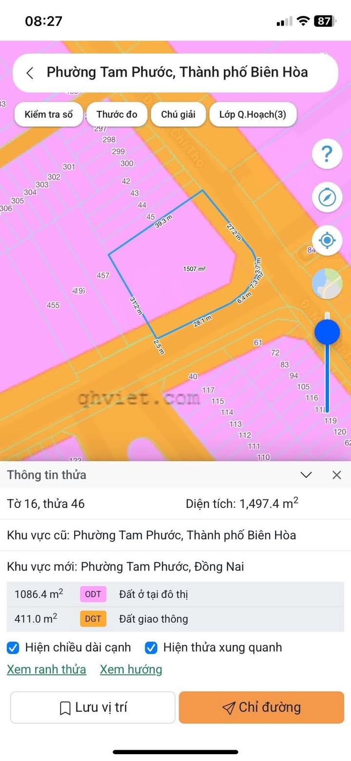 Đất nền mặt tiền đường Mai Chí Thọ, Tam Phước 1505m² - Sổ hồng riêng, bán gấp!
