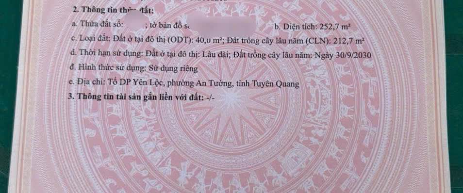 Đất nền tại Huyện Chiêm Hóa, Tuyên Quang 280m² giá 700 triệu - Pháp lý rõ ràng sẵn sàng xây dựng!