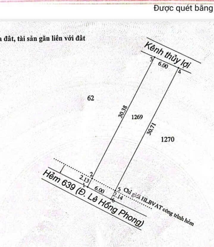 Đất nền Hẻm 639 Đường Lê Hồng Phong, Sóc Trăng 198m² giá 1.25 tỷ - Ô tô ra vào thoải mái!