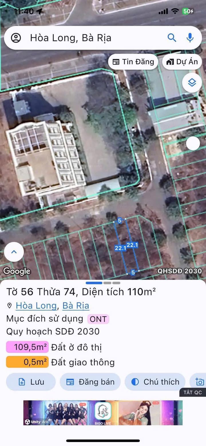 Đất nền khu Lan Anh 1, Hoà Long 110m² giá 2.4 tỷ - Sổ hồng chính chủ!