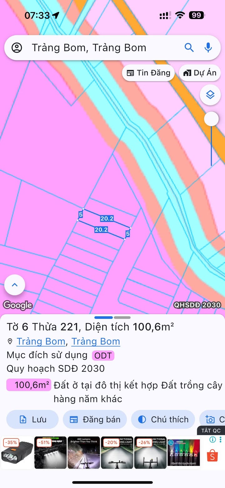 Đất thổ cư Trảng Bom 100m² giá 1.55 tỷ - Cơ hội đầu tư hấp dẫn!