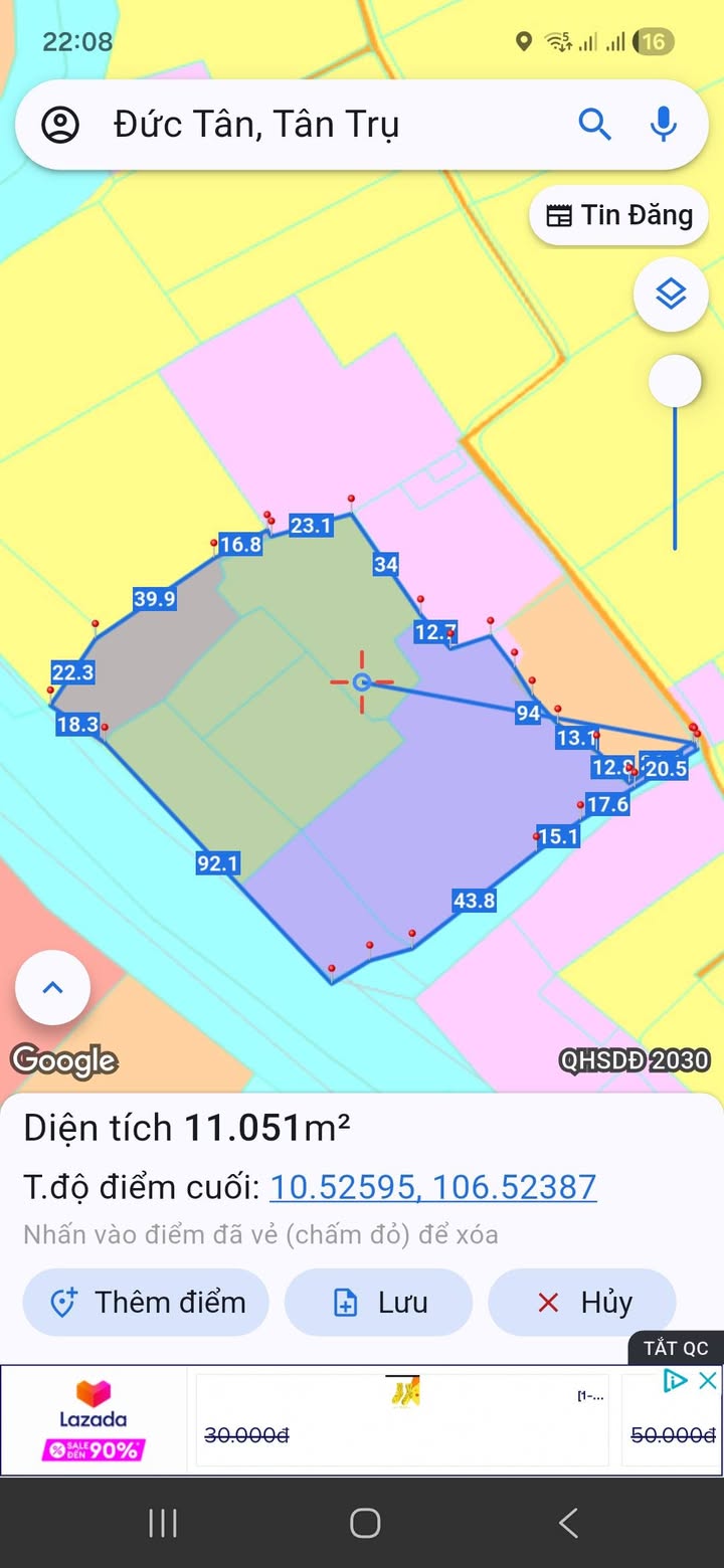 Đất nền xã Vàm Cỏ, huyện Tân Trụ, 9075m² giá 6 tỷ - Sổ đỏ chính chủ!