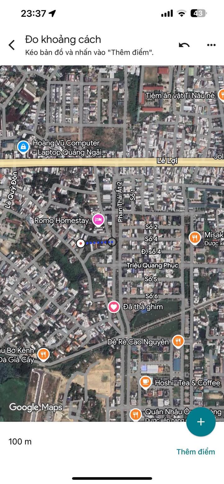 Đất hẻm ô tô Lê Lợi Quảng Ngãi 102m² giá 1.1 tỷ - Sổ hồng chính chủ