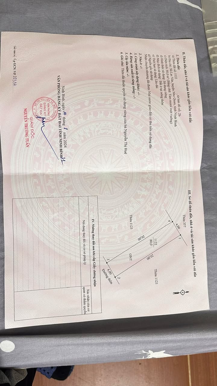 Đất Thổ Cư Thôn Bình An Nho Quan 80m² giá chỉ 4xx triệu - Đầu tư sinh lời ngay!