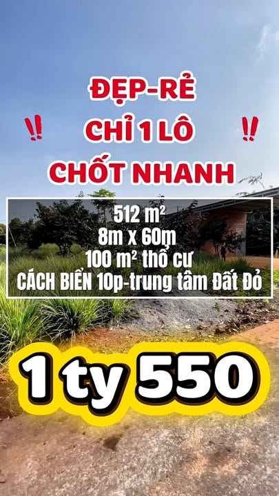 Đất nền Thị trấn Đất Đỏ 480m² giá 1.55 tỷ - Đầu tư sinh lời ngay!