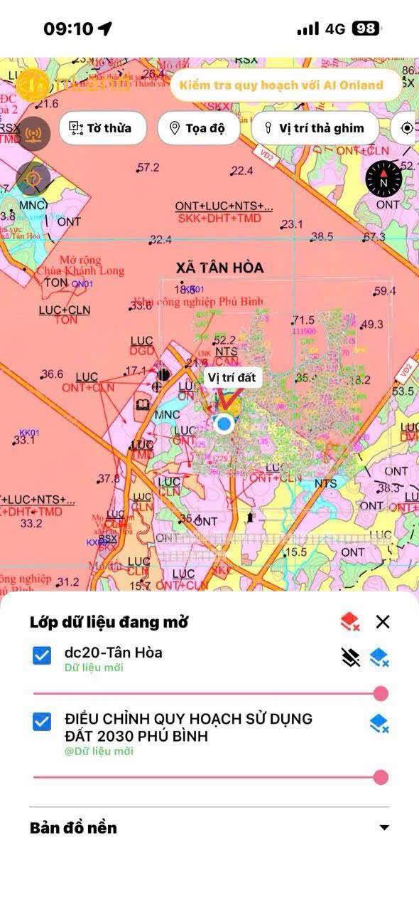 Đất nền lô góc 2 mặt tiền xã Tân Hòa, 207m², giá 1.035 triệu - Cơ hội đầu tư sinh lời!