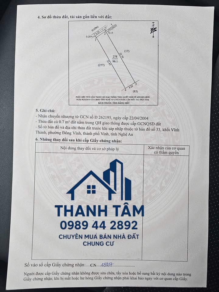 Bán đất Nguyễn Phùng Thời, Thành phố Vinh 96.1m² giá 3 tỷ - Đầu tư sinh lời cao!