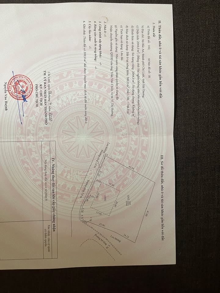 Bán đất lô góc Bắc An, Chí Linh 2.044m² - Mặt tiền đẹp, giá tốt!