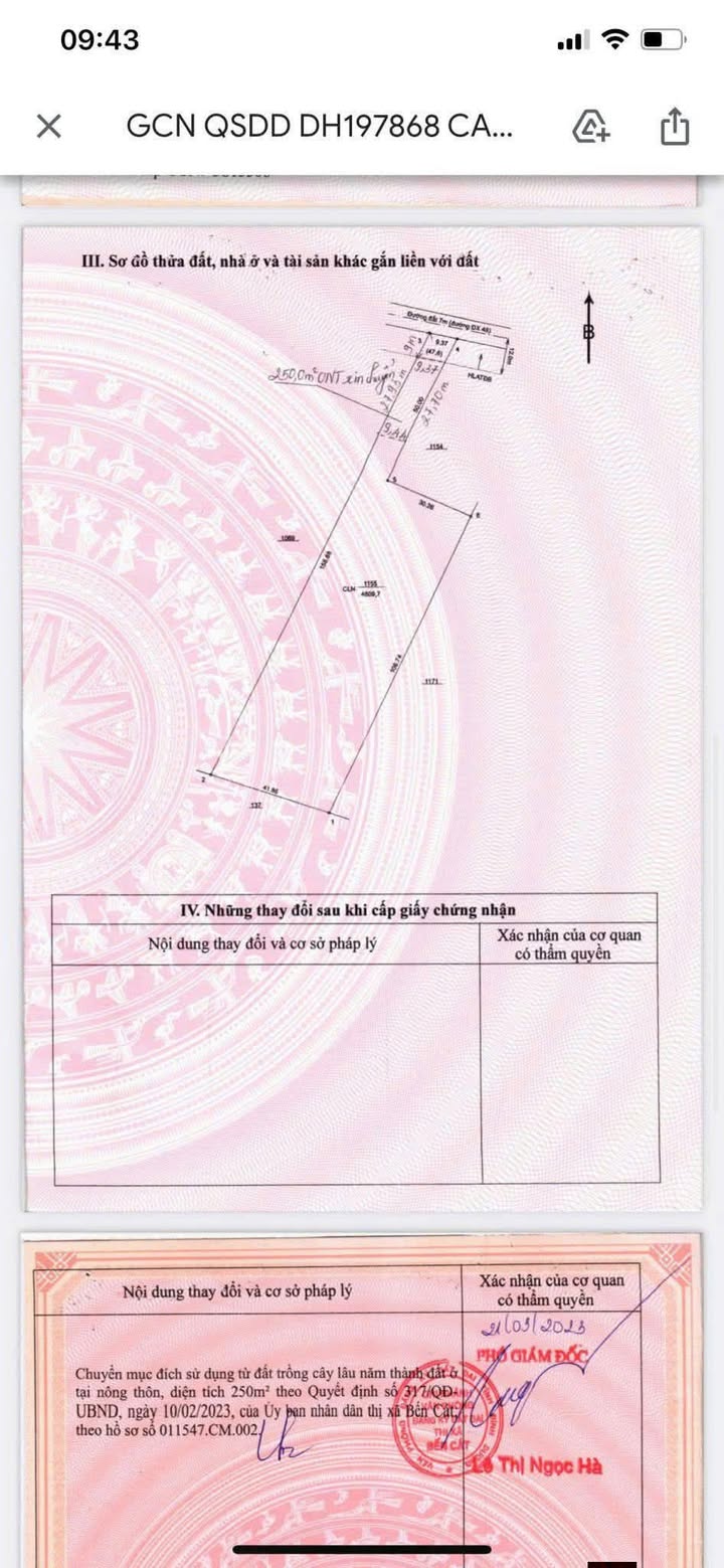Đất thổ cư Phú An Bến Cát 4809m² giá 9.618 tỷ - Cơ hội đầu tư hấp dẫn!