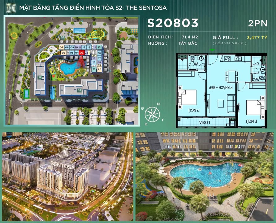 Căn hộ cao cấp Vinhom - The Sentosa 71m² giá 2 tỷ - Phát tài ngay!