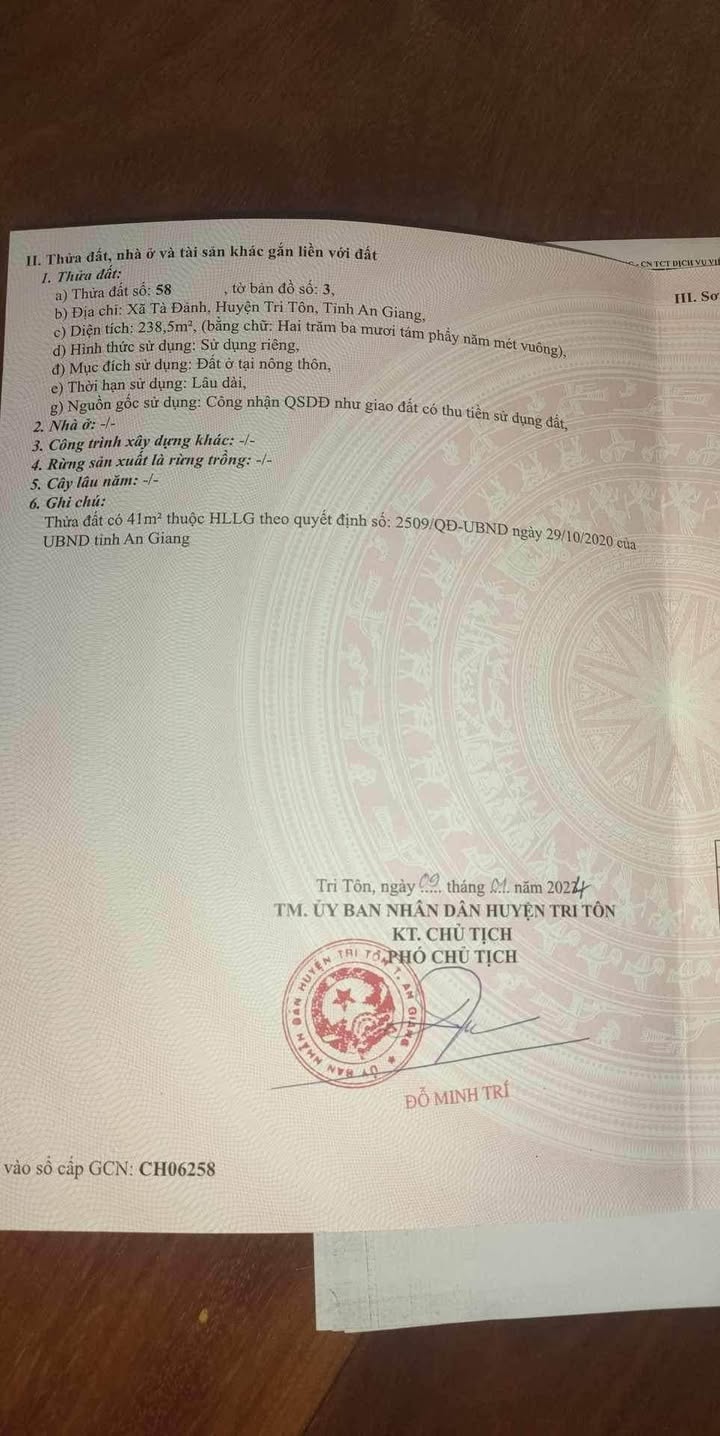 Nhà đất 238.5m² tại xã Tà Đảnh, Huyện Tri Tôn - Giá tốt thương lượng!