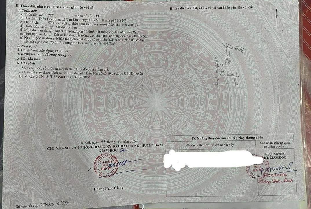 Đất Gò Sống, Tản Lĩnh, Ba Vì 570m² - Chính chủ bán gấp!