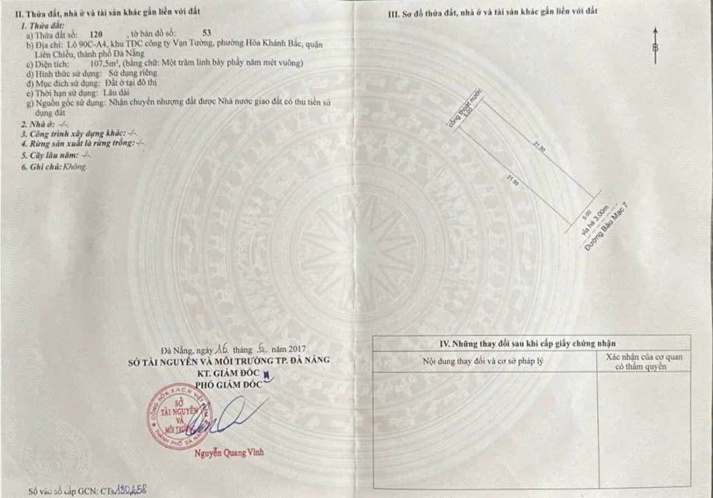 Đất mặt tiền đường Bàu Mạc 7, Liên Chiểu, Đà Nẵng 107,5m² giá 5 tỷ - Cơ hội đầu tư lý tưởng!