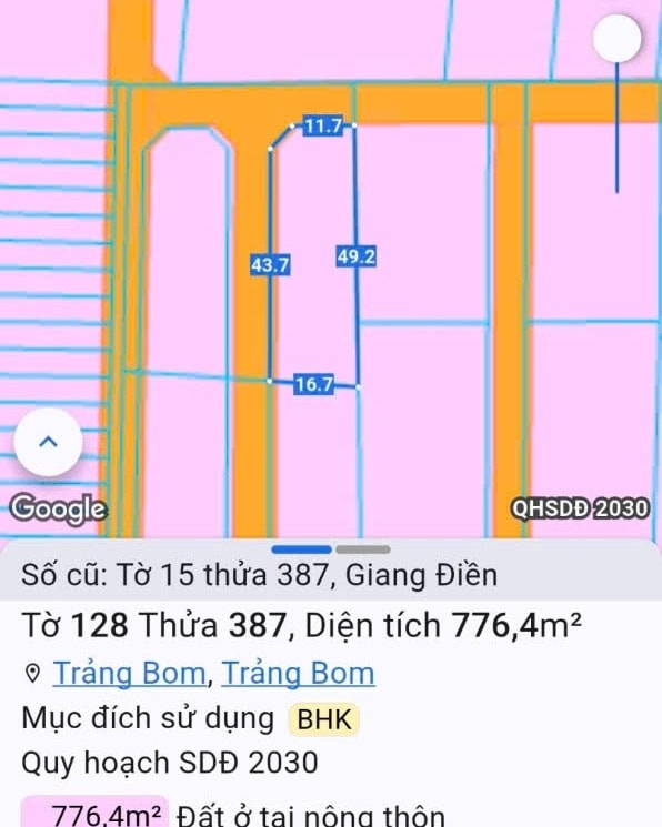 Đất nền 808m² tại KCN Giang Điền, Trảng Bom - Sổ hồng chính chủ chỉ 1 tỷ!