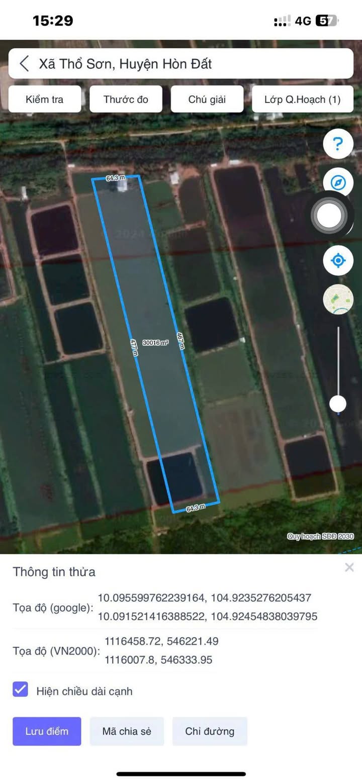 Đất mặt tiền Đê Quốc Phòng, Huyện Hòn Đất, 30 công - Giá 11.7 tỷ - Cơ hội đầu tư hấp dẫn!