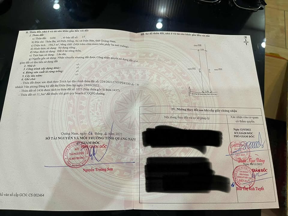 Đất thổ cư Hòa Phong Đà Nẵng 194m² giá 870 triệu - View cánh đồng thoáng mát!