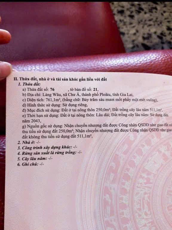 Đất nền phường An Phú, Pleiku 761m² giá 700 triệu - Cơ hội đầu tư hấp dẫn!