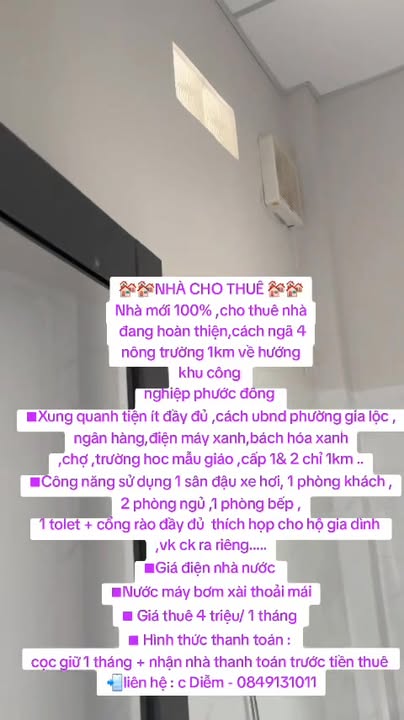 Nhà cho thuê tại Xã Phước Đông, Huyện Gò Dầu - 4 triệu/tháng - Nhà mới 100%