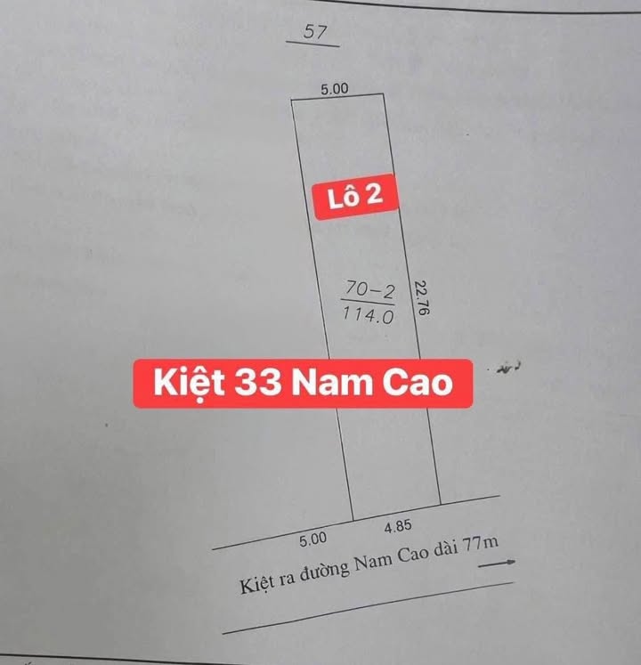Lô đất kiệt ô tô 33 Nam Cao, Liên Chiểu 114m² giá 4.45 tỷ - Hướng Đông Nam thuận lợi