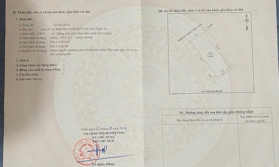 Đất nền Nghi Phú, Vinh 150m² giá 9 tỷ - Hướng Tây, vị trí đẹp!