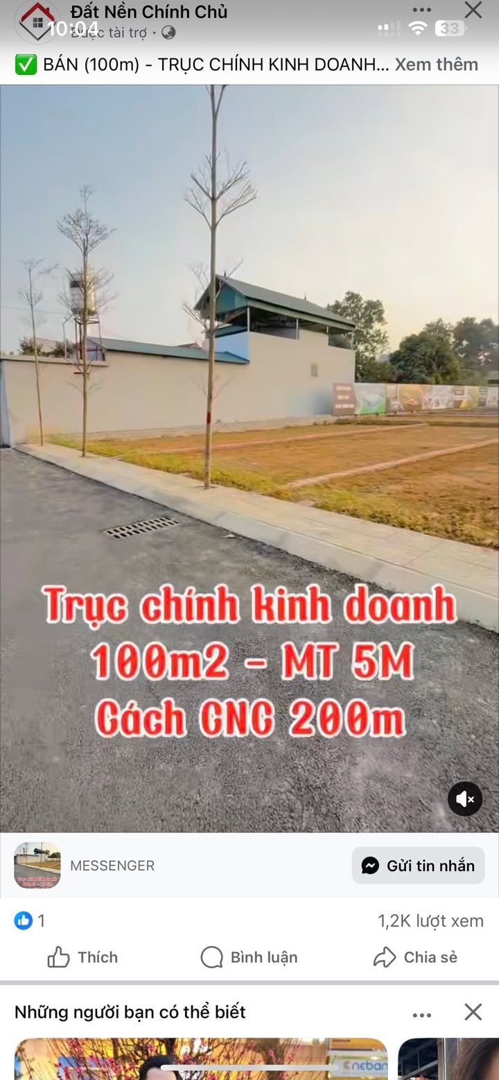 Đất thổ cư Hòa Lạc 100m² giá thỏa thuận - Sổ đỏ chính chủ ngay!